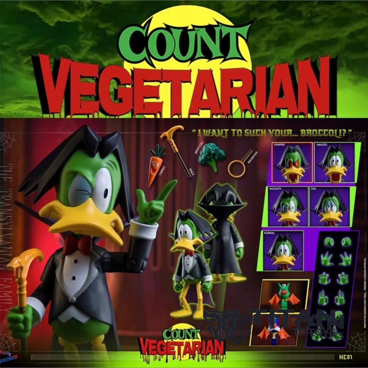 Happy Childhood HC-01 Vegetarian Count Duckula 1/12 Scale Action Figure - Official Product Photo