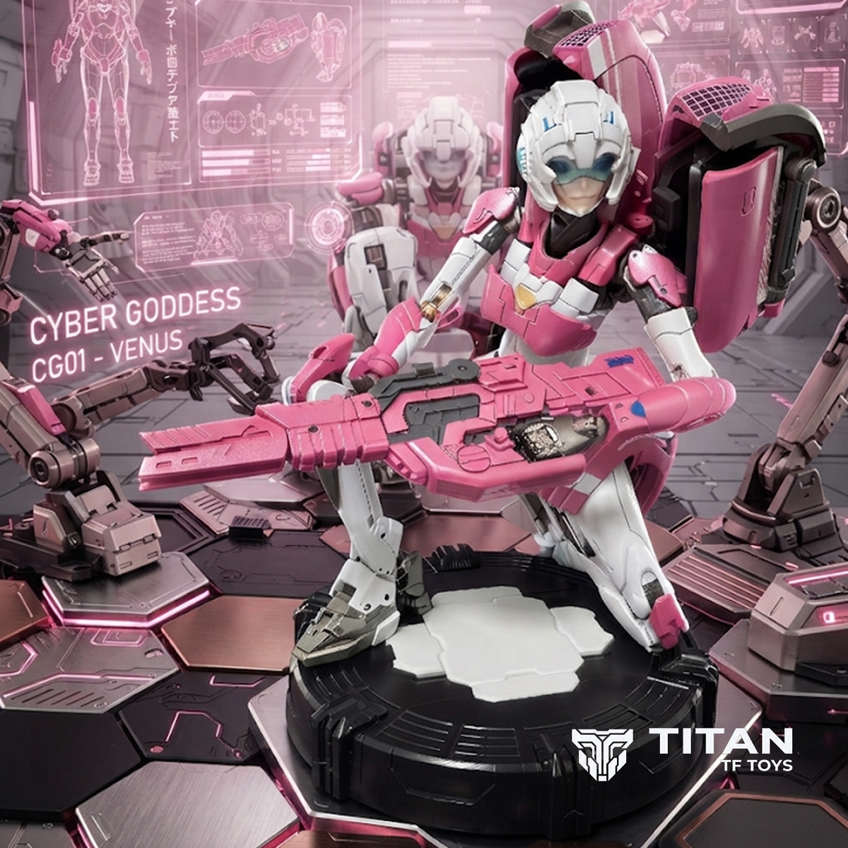 Lucky Cat Cyber Goddess CG-01 Venus Arcee Transforming Action Figure - Detailed View 2