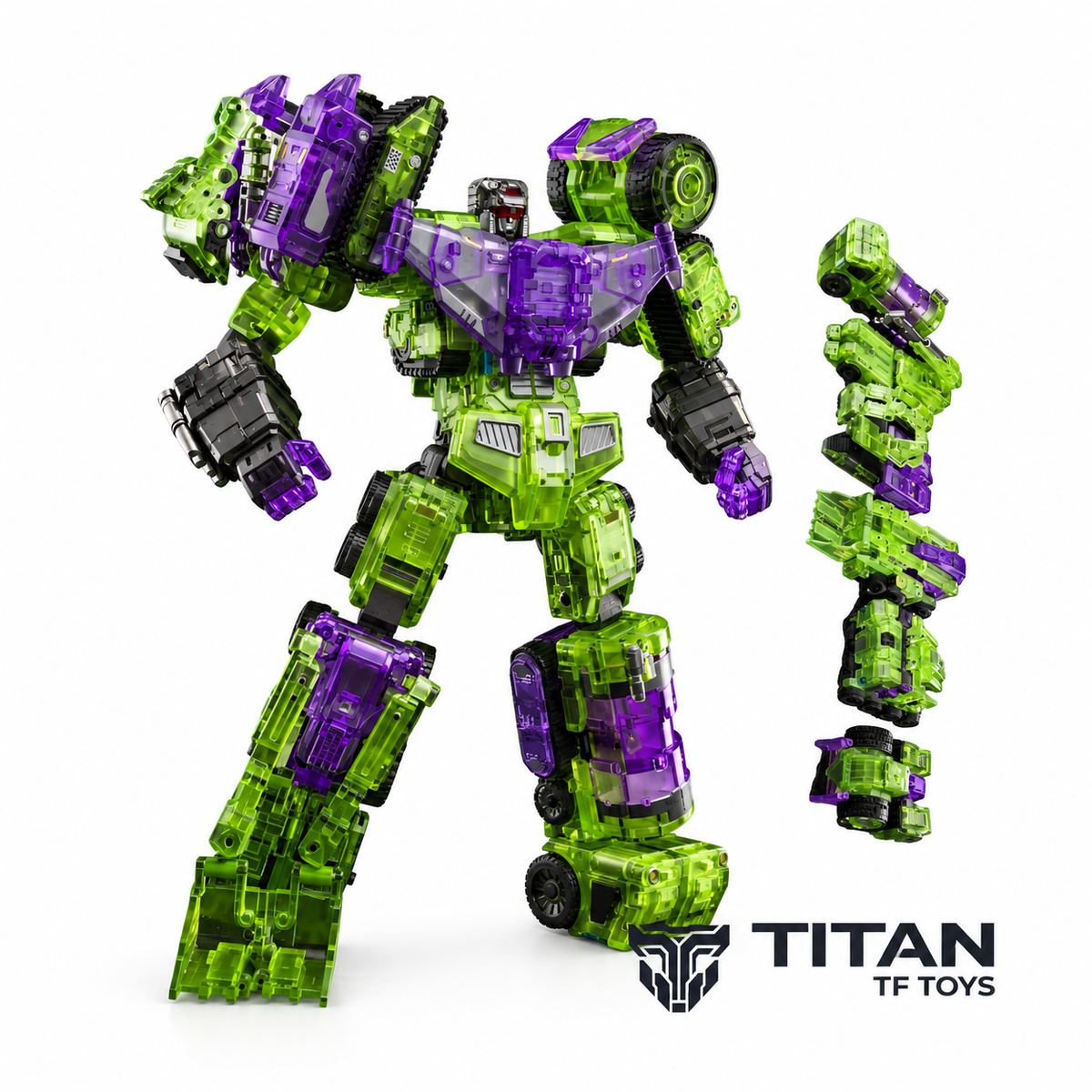 Lucky Cat MC-02 ICE Frost Giant Clear Devastator Combiner Box Set [Pre-Order Deposit] - Official Product Photo